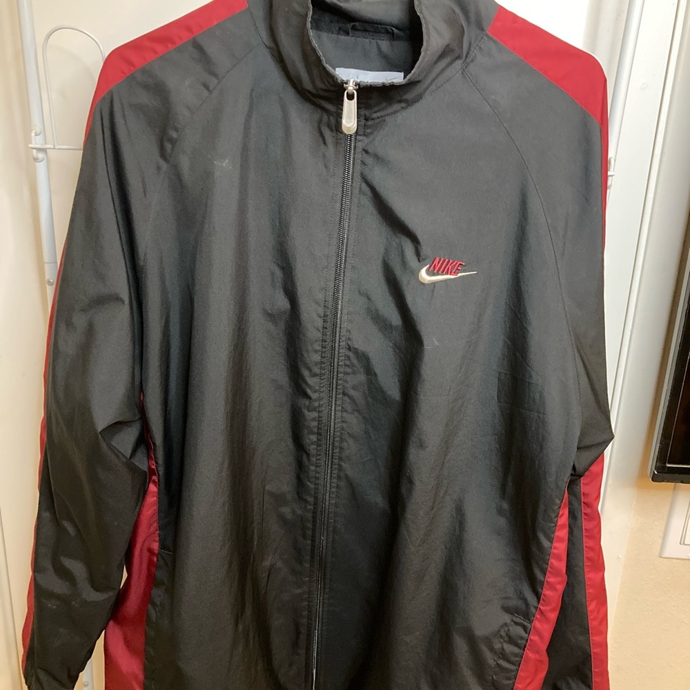 Nike Men's Black and Red Track Jacket Vintage Size XL